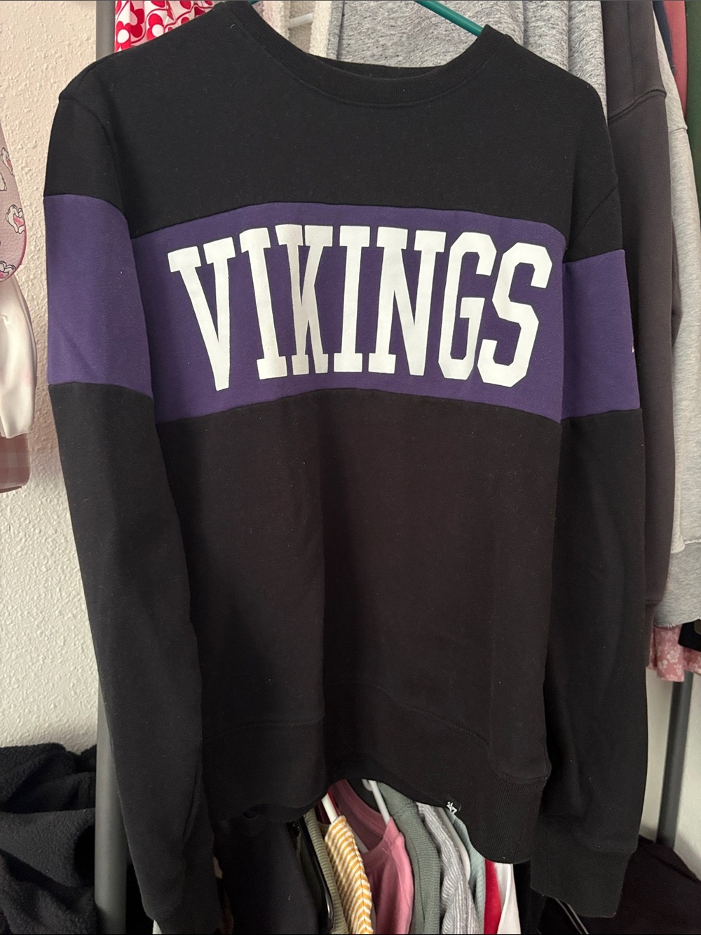 Black & Purple Vikings Pullover Crewneck Sweatshirt